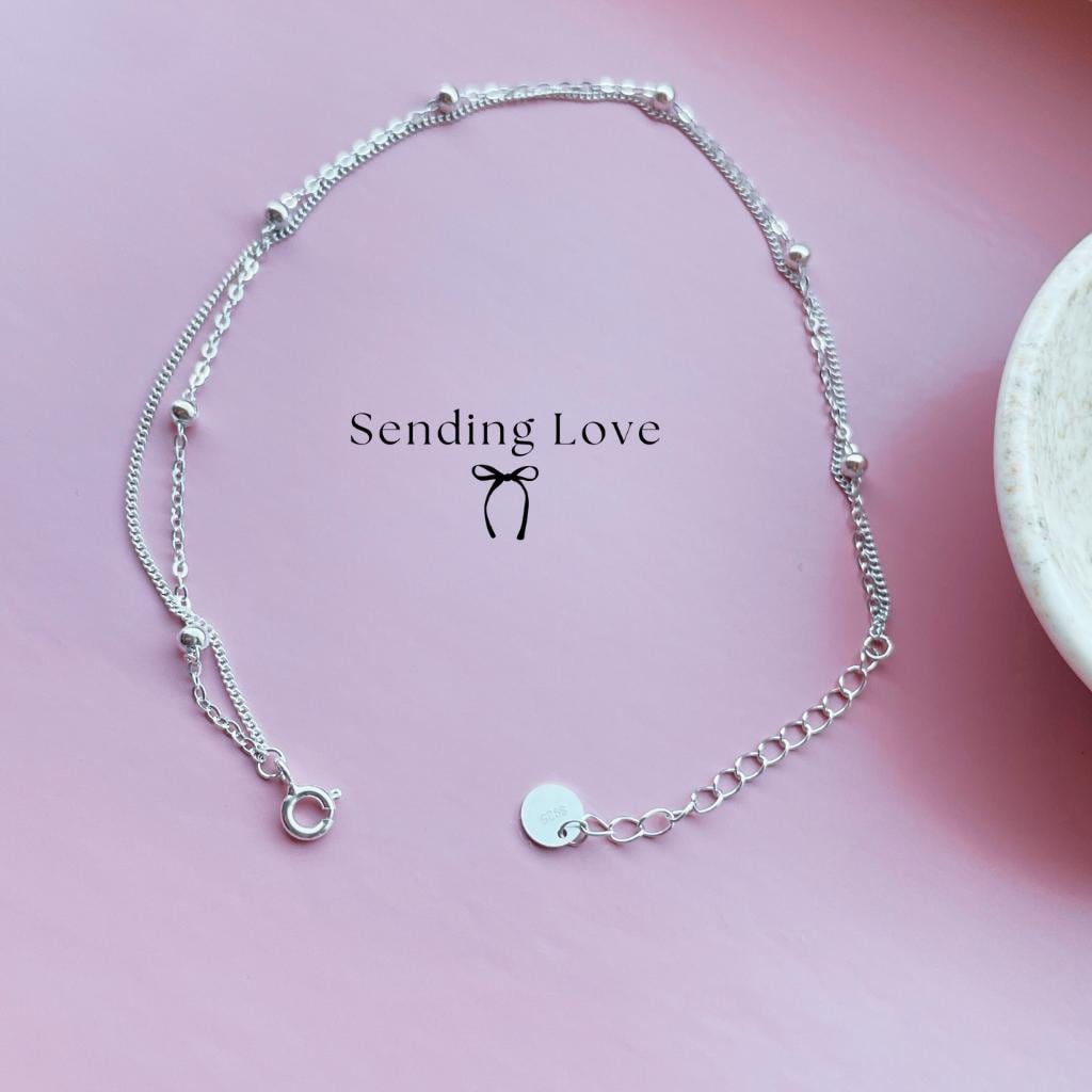 Sterling Silver Double Anklet | Adjustable Ankle Bracelet | Dainty Layered Anklet | Christmas Gift for Her | Everyday Silver Anklet
