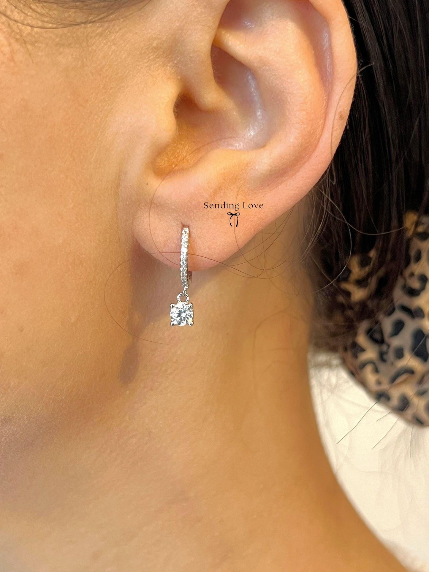Bridesmaid CZ Hoop Earrings or Diamond CZ Huggie Hoop Earrings – Bridesmaid Gift, Sterling Silver CZ hoops, Wedding earrings, gift for her