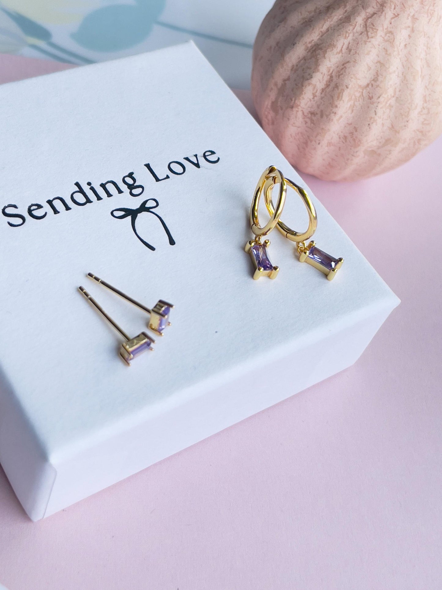 Amethyst Earrings Set | Sterling Silver Studs & Hoops | Birthstone Jewellery Gift | February Birthday Gift | Christmas Gift for Her