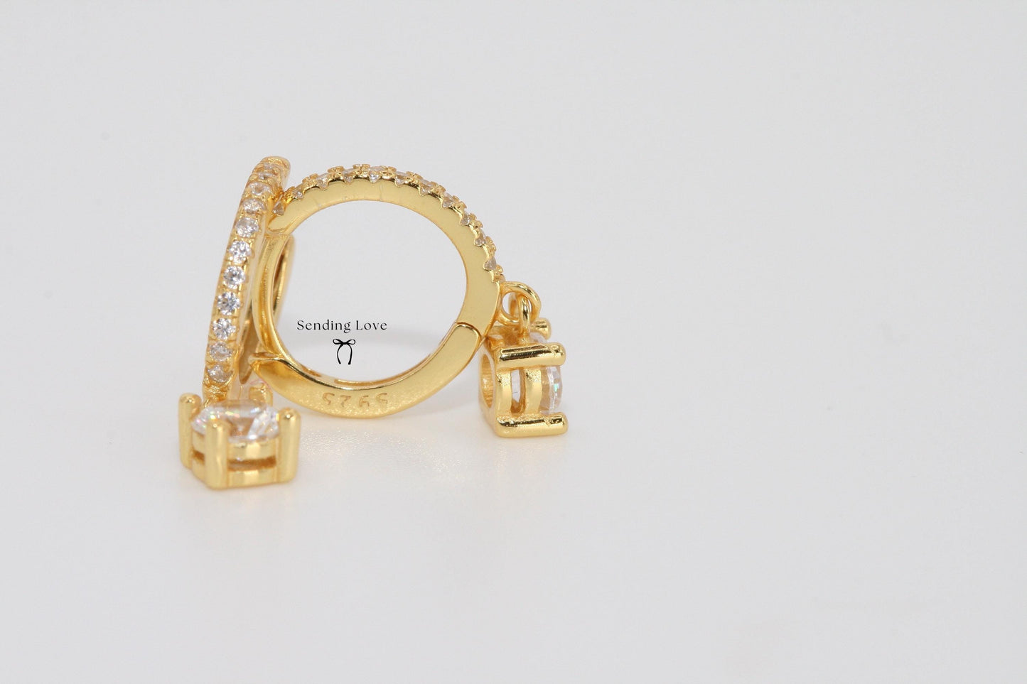 925 Sterling Silver Earrings | Gold Plated Earrings | Diamond Style hoops | Christmas Gift for Her | Stocking Filler Jewellery