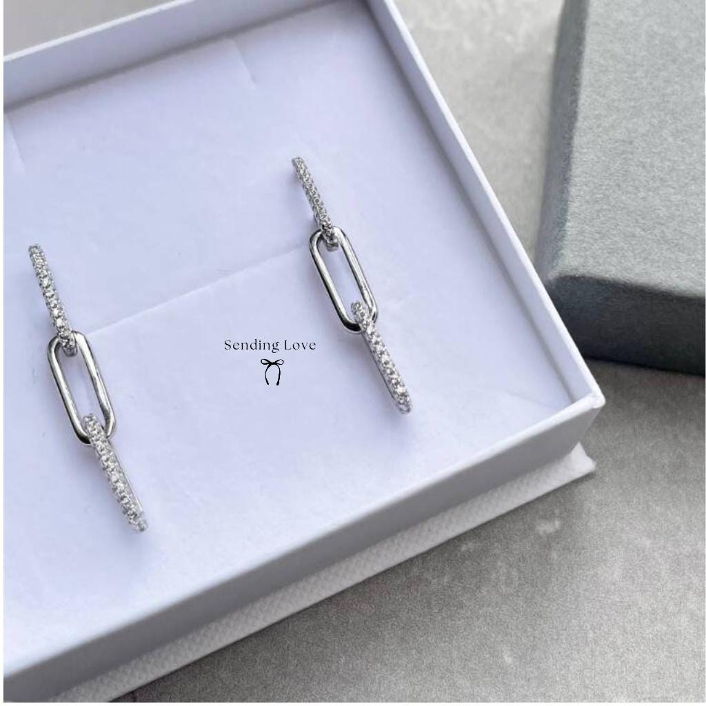 Link chain Earrings | sparkly link chain earrings | Gold and Silver link Earrings | chain earrings | Christmas Gift for Her