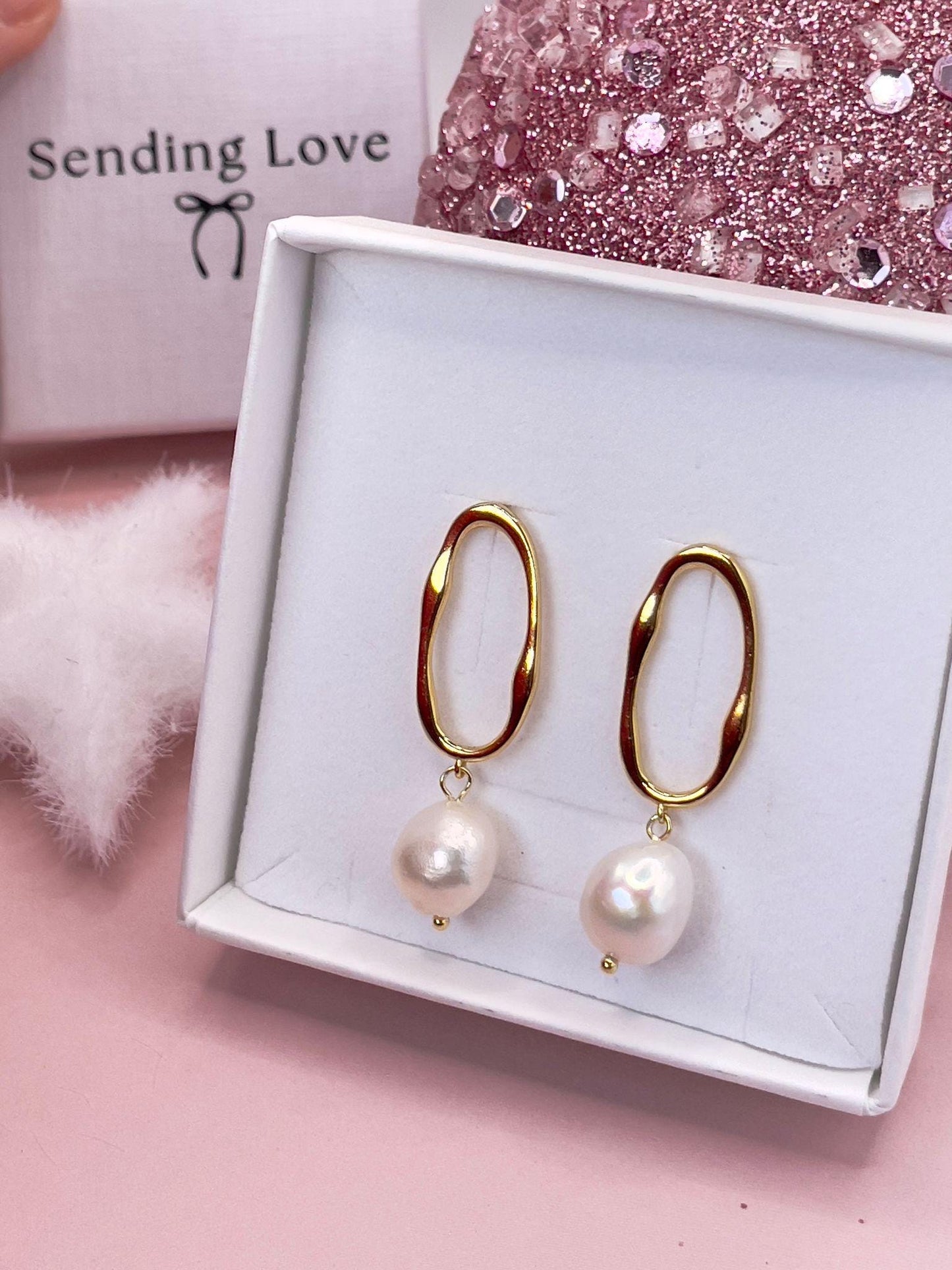 Gold Pearl Drop Earrings | Real Freshwater Pearls | 18ct Gold Plated Silver Earrings | Bridal Jewellery | Christmas Gift for Her