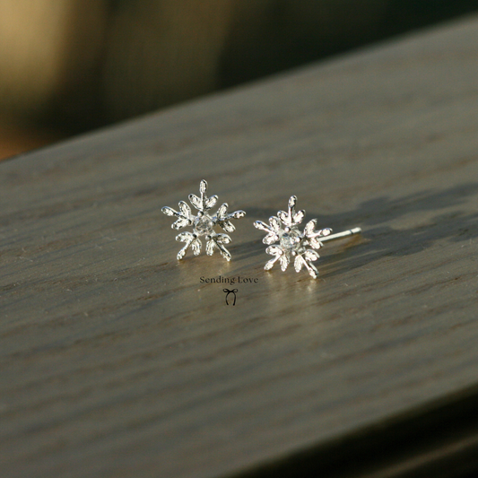 Snowflake Earrings Gift for Christmas - Sterling Silver