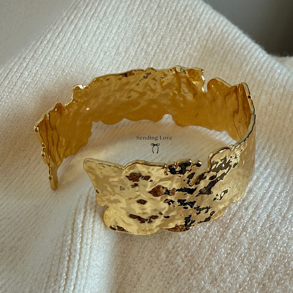 Gold Textured Cuff Bracelet