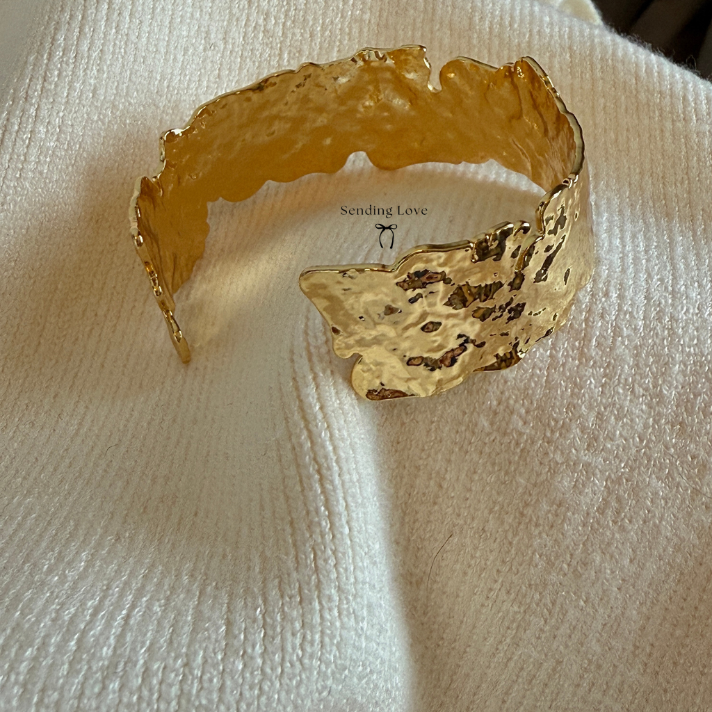 Gold Textured Cuff Bracelet