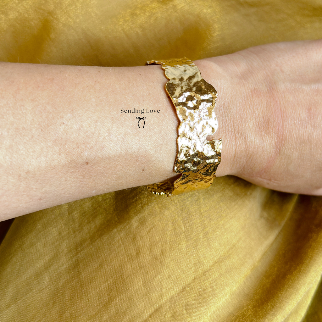 Gold Textured Cuff Bracelet
