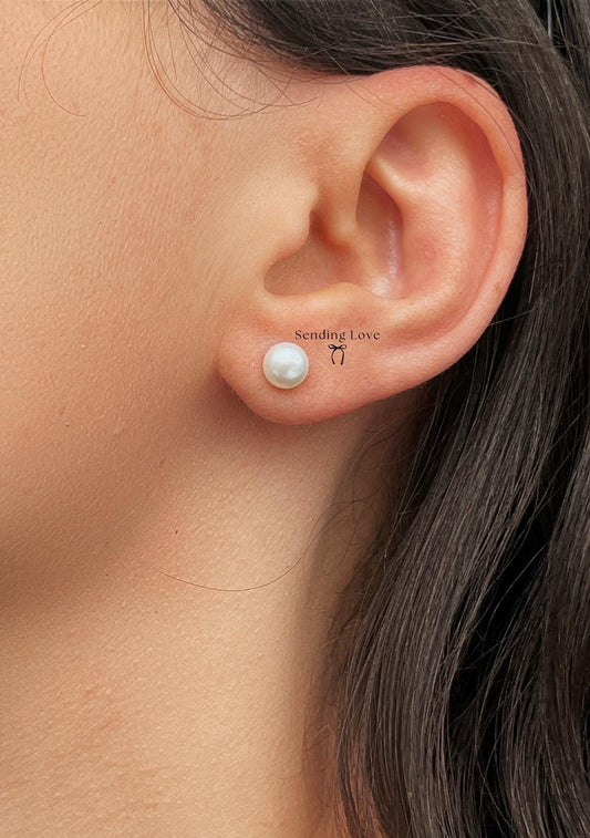 Freshwater Pearl Stud Earrings: Sterling Silver Minimalist Style