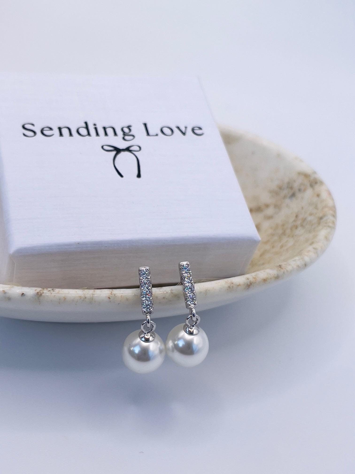 Freshwater Pearl Drop Earrings | Sterling Silver 2cm Earrings | Bridal Bridesmaid Jewellery | Christmas Party Earrings | Gift for Her