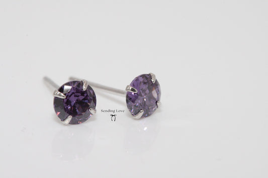 Amethyst Earrings: 925 Silver February Birthstone Gift