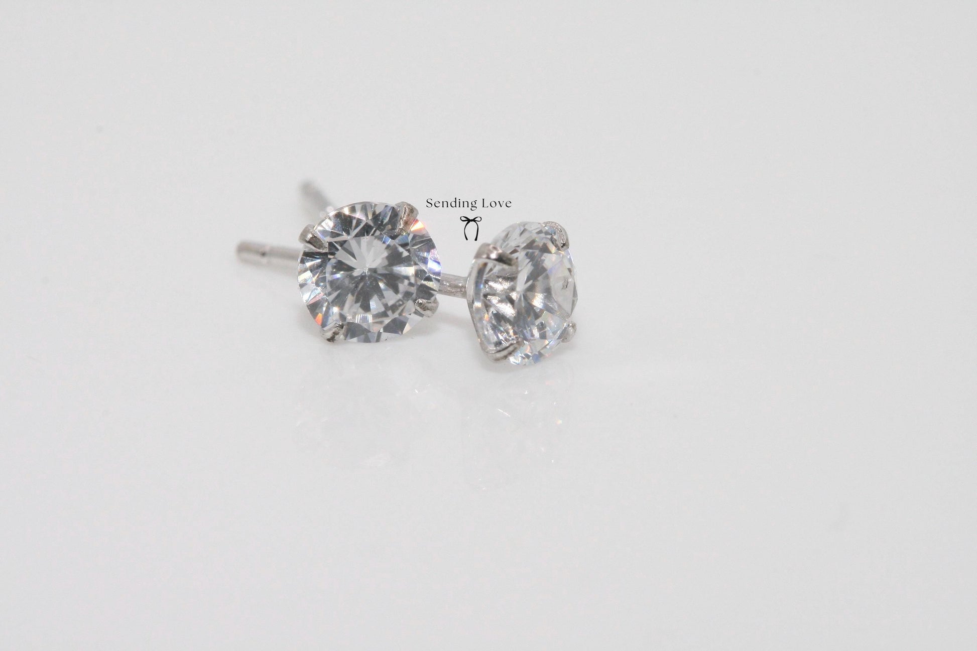 April Birthstone Earrings | Diamond Style Studs | Sterling Silver 5mm Stud Earrings | Birthday Gift for Her | Sparkling Jewellery Under 15