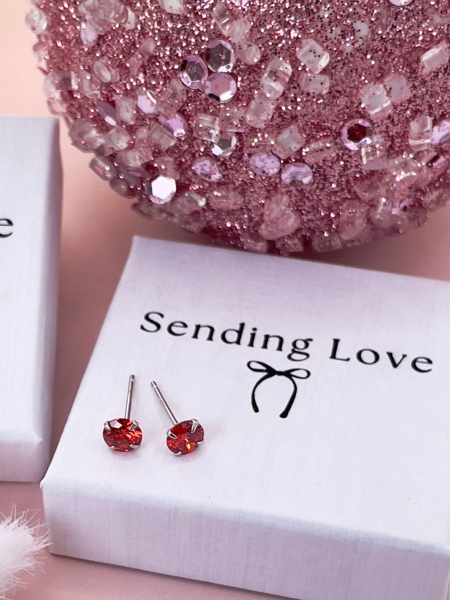 Garnet CZ Earrings: 925 Silver January Birthstone Gift
