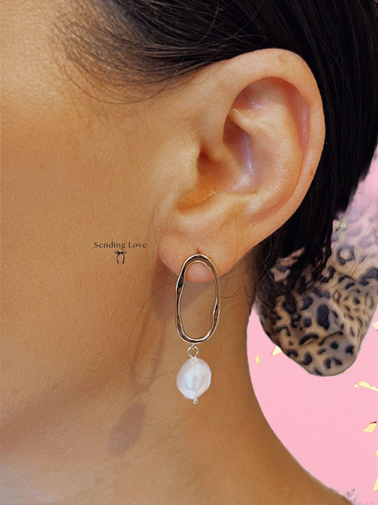 Silver Pearl Drop Earrings | Real Freshwater Pearls | Sterling Silver Dangle Earrings | Bridal Jewellery | Christmas Gift for Her