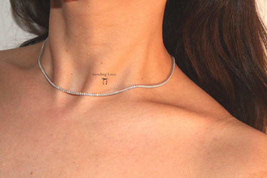 Diamond CZ tennis necklace, seeing silver tennis necklace, gold tennis necklace, gifts for her, necklaces for women, tennis necklace gifts