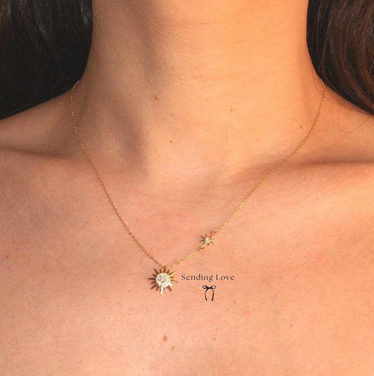 Gold Star Necklace – 18ct Gold Plated 925 Silver, Celestial Necklace, Christmas Gift for Her, Dainty Jewellery, Star Pendant Necklace