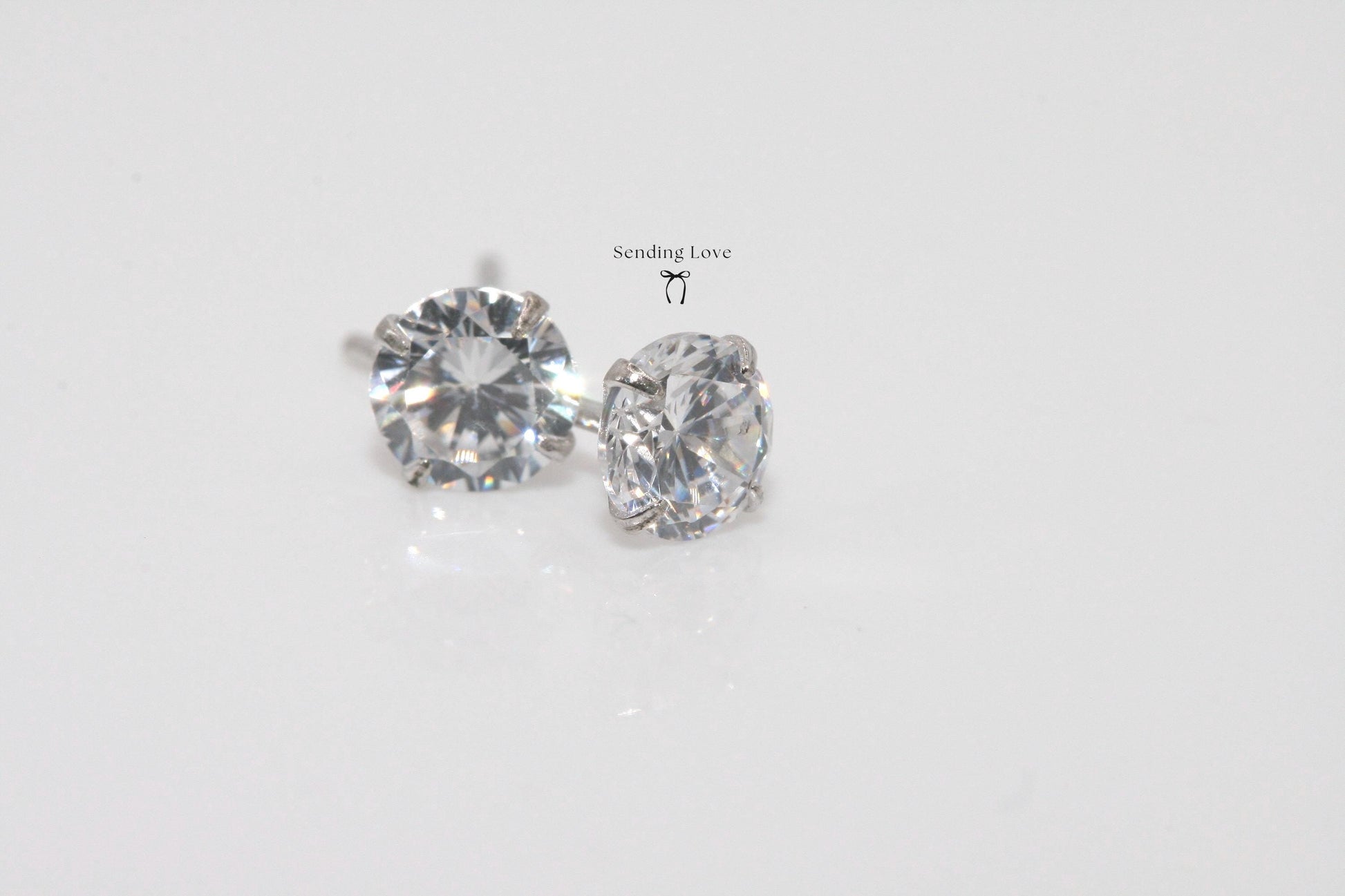 Sterling Silver Bridesmaid Earrings: Cubic Zirconia Studs, Wedding Jewelry