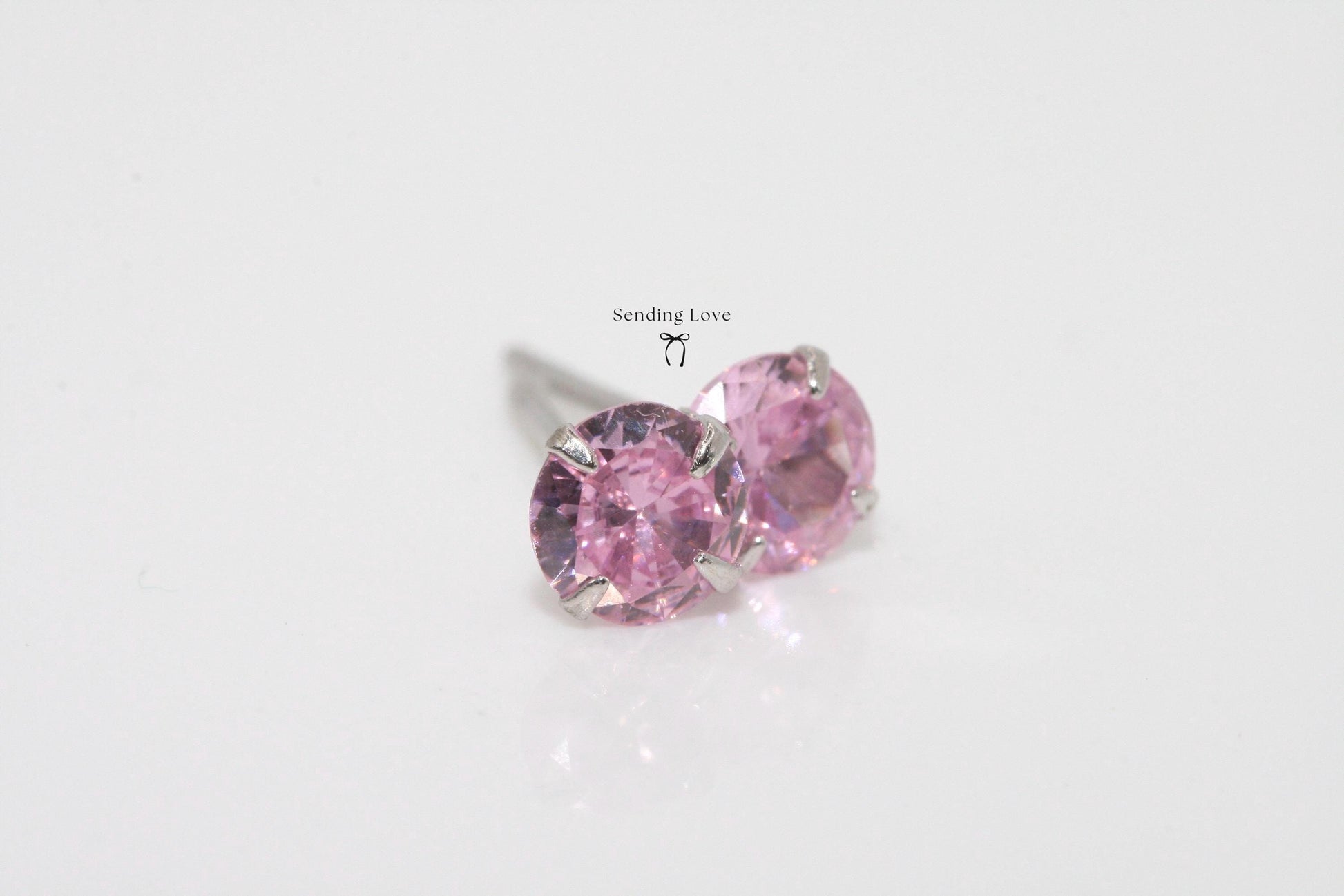 October Birthstone Earrings | Rose Quartz Studs | Sterling Silver 5mm Stud Earrings | Birthday Gift for Her | Christmas Stocking Filler