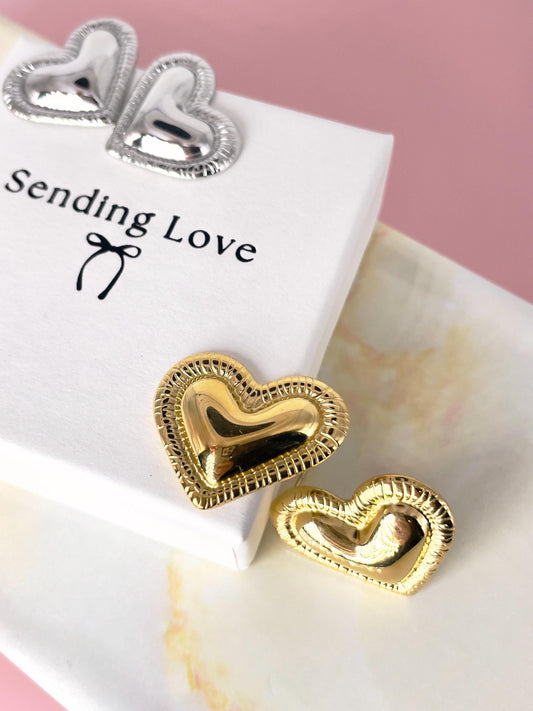 Large heart earrings, heart earrings gift for her, xmas gift, birthday gift earrings, sister gift