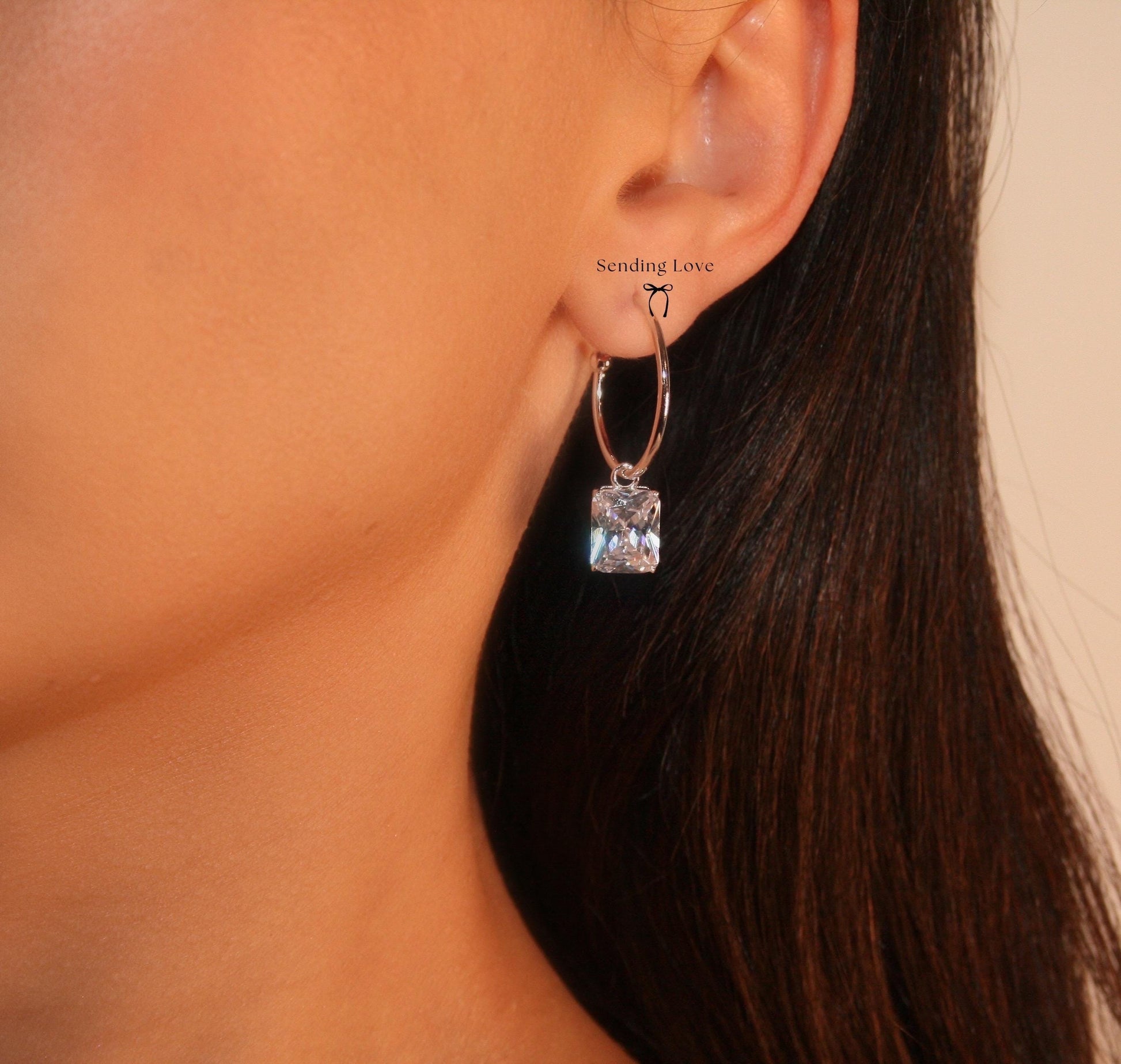 Sterling Silver Hoop Earrings: CZ Diamond Huggie Hoops, Wedding Jewelry