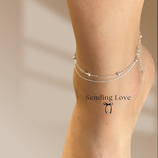 Sterling Silver Double Anklet | Adjustable Ankle Bracelet | Dainty Layered Anklet | Christmas Gift for Her | Everyday Silver Anklet