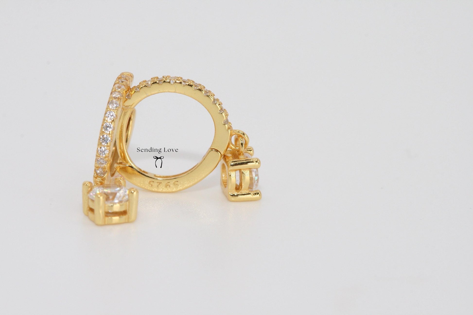 925 Sterling Silver Earrings | Gold Plated Earrings | Diamond Style hoops | Christmas Gift for Her | Stocking Filler Jewellery