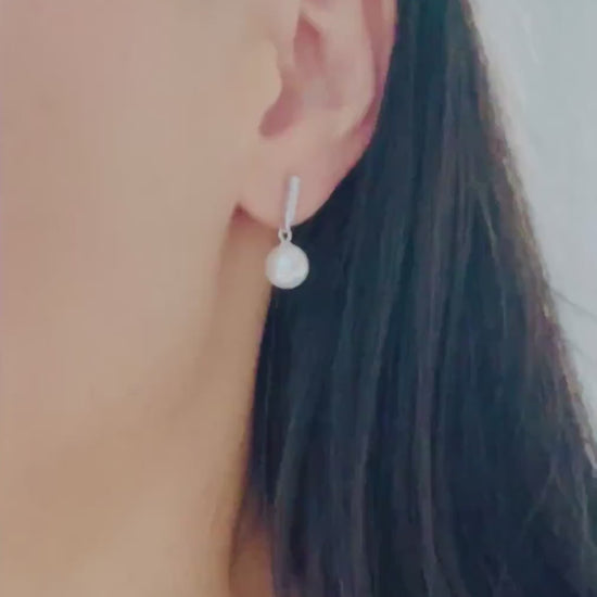 Freshwater Pearl Drop Earrings | Sterling Silver 2cm Earrings | Bridal Bridesmaid Jewellery | Christmas Party Earrings | Gift for Her